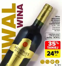 Carrefour Market Wino Misiones de Rengo Reserva Carmenère oferta