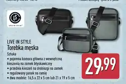 ALDI Torebka męska 16,5x22x5 cm Live In Style oferta