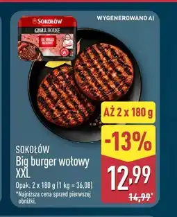ALDI Big burger wołowy XXL Sokołów 2-pak oferta