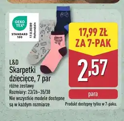 ALDI Skarpetki dziecięce 7-pak L & D oferta