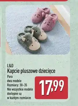 ALDI Kapcie pluszowe dziecięce L & D oferta