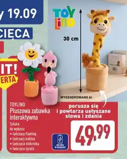 ALDI Pluszowa zabawka interaktywna tańczący flaming Toylino oferta
