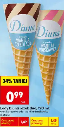 Biedronka Lody Diuna rożek duo oferta