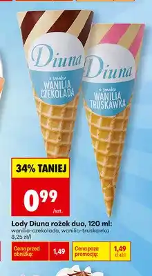 Biedronka Lody Diuna rożek duo wanilia-czekolada oferta