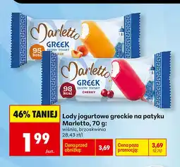 Biedronka Lody jogurtowe greckie na patyku brzoskwinia Marletto oferta