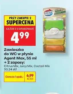 Biedronka Zawieszka do WC w płynie Agent Max + 2 zapasy Citrus Mix oferta