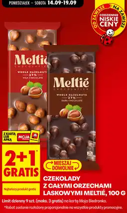 Biedronka Czekolada z całymi orzechami laskowymi Meltie oferta