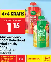 Biedronka Mus owocowy 100% Baby Food Vital Fresh oferta