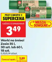 Biedronka Worki na śmieci Zosia 35 l, 30 szt. lub 60 l, 18 szt oferta