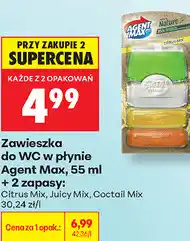 Biedronka Zawieszka do WC w płynie Agent Max, 55 ml + 2 zapasy oferta