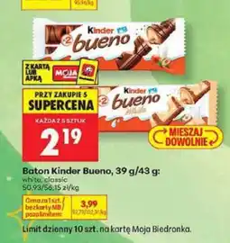 Biedronka Baton Kinder Bueno, 39 g/43 g oferta