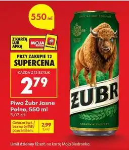Biedronka Piwo Żubr Jasne Pełne, 550 ml oferta