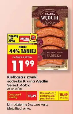 Biedronka Kiełbasa z szynki sądecka Kraina Wędlin Select, 450 g oferta