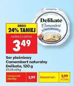 Biedronka Ser pleśniowy Camembert naturalny Delikate, 120 g oferta