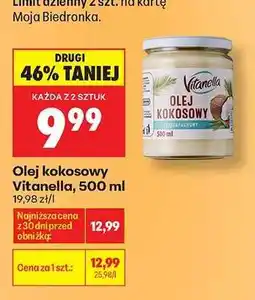 Biedronka Olej kokosowy Vitanella , 500 ml oferta