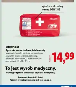 Lidl Apteczka samochodowa 44 elementy Sensiplast oferta