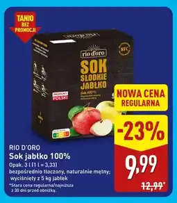 ALDI Sok jabłko bezpośrednio tłoczony naturalnie mętny Rio D'oro 100% oferta