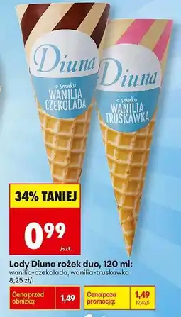 Biedronka Lody Diuna rożek duo, 120 ml oferta