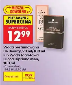 Biedronka Woda perfumowana Be Beauty, 90 ml/100 ml lub Woda toaletowa Lucca Cipriano Men, 100 ml oferta