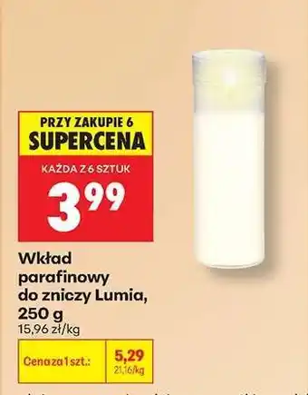 Biedronka Wkład parafinowy do zniczy Lumia, 250 g oferta