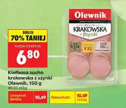Biedronka Kiełbasa sucha krakowska z szynki Olewnik oferta