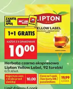 Biedronka Herbata czarna ekspressowa Lipton Yellow Label oferta