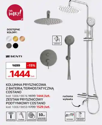 Kolumna prysznicowa z baterią termostatyczną Costano