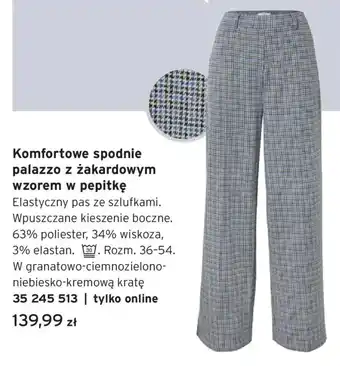 Tchibo Komfortowe spodnie palazzo z żakardowym wzorem w pepitkę oferta