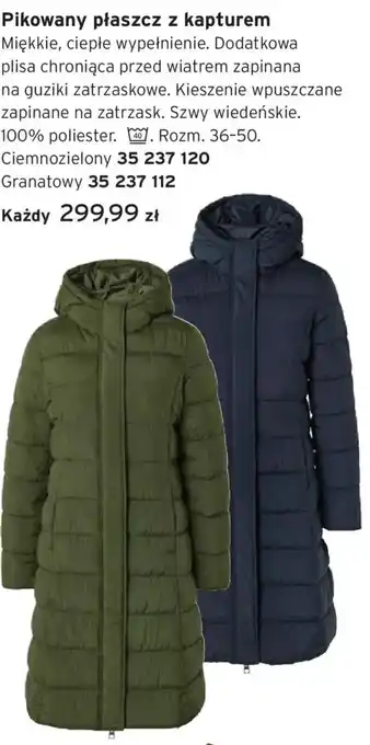 Tchibo Pikowany płaszcz z kapturem oferta
