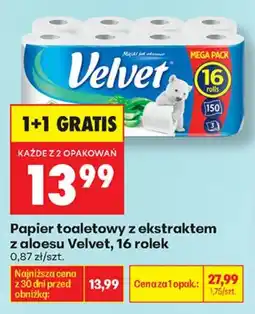 Biedronka Papier toaletowy z ekstraktem z aloesu Velvet oferta