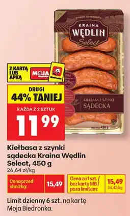 Biedronka Kiełbasa z szynki sądecka Kraina Wędlin Select oferta
