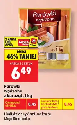 Biedronka Parówki wędzone z kurcząt oferta