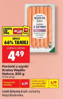 Biedronka Parówki z szynki Kraina Wędlin Nature oferta