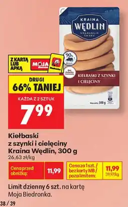 Biedronka Kiełbaski z szynki i ciełciny Kraina Wędlin oferta