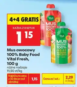 Biedronka Mus owocowy 100% Baby Food Vital Fresh oferta