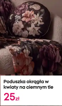 Pepco Poduszka okrągła w kwiaty na ciemnym tle oferta