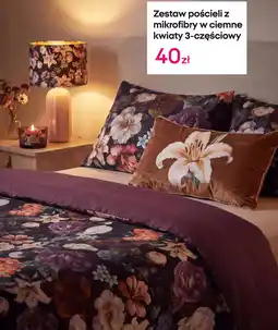 Pepco Zestaw pościeli z mikrofibry w ciemne kwiaty 3-częściowy oferta
