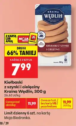 Biedronka Kiełbaski z szynki i ciełęciny Kraina Wędlin oferta