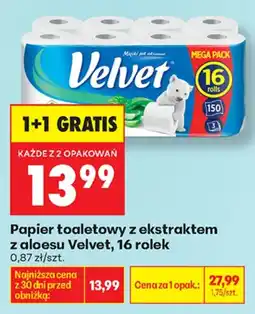 Biedronka Papier toaletowy z ekstraktem z aloesu Velvet oferta
