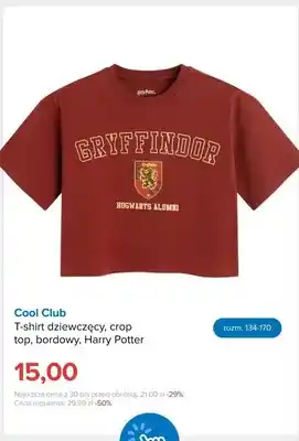 T-shirt dziewczęcy crop top bordowy Harry Potter Cool Club