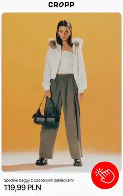 Cropp Spodnie baggy z ozdobnymi zakładkami Cropp oferta