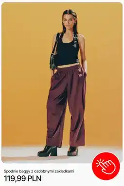 Cropp Spodnie baggy z ozdobnymi zakładkami Cropp oferta