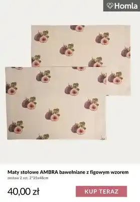 Maty stołowe Ambra bawełniane z figowym wzorem 2-pak 35x48 cm Homla