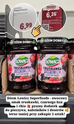 Lidl Dżem Łowicz Superfoods truskawka czarny bez chia oferta