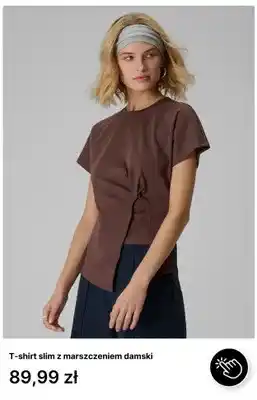 T-shirt slim z marszczeniem damski
