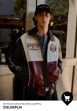 Bershka Kurtka ze sztucznej skóry z grafiką oferta