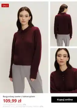 Greenpoint Burgundowy sweter z kołnierzykiem Greenpoint oferta