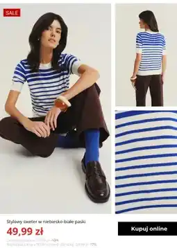 Greenpoint Stylowy sweter w niebiesko-białe paski Greenpoint oferta