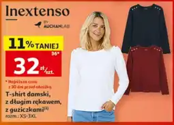 Auchan T-shirt damski z długim rękawem z guziczkami oferta