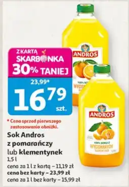 Auchan Sok Andros z pomarańczy lub klementynek oferta